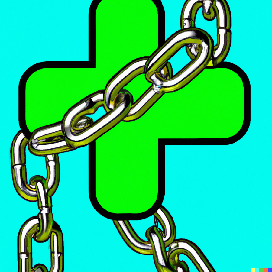 DALL·E 2024-01-20 21.26.46 – Gesundheit in Ketten wird befreit in Popart in blau und grün