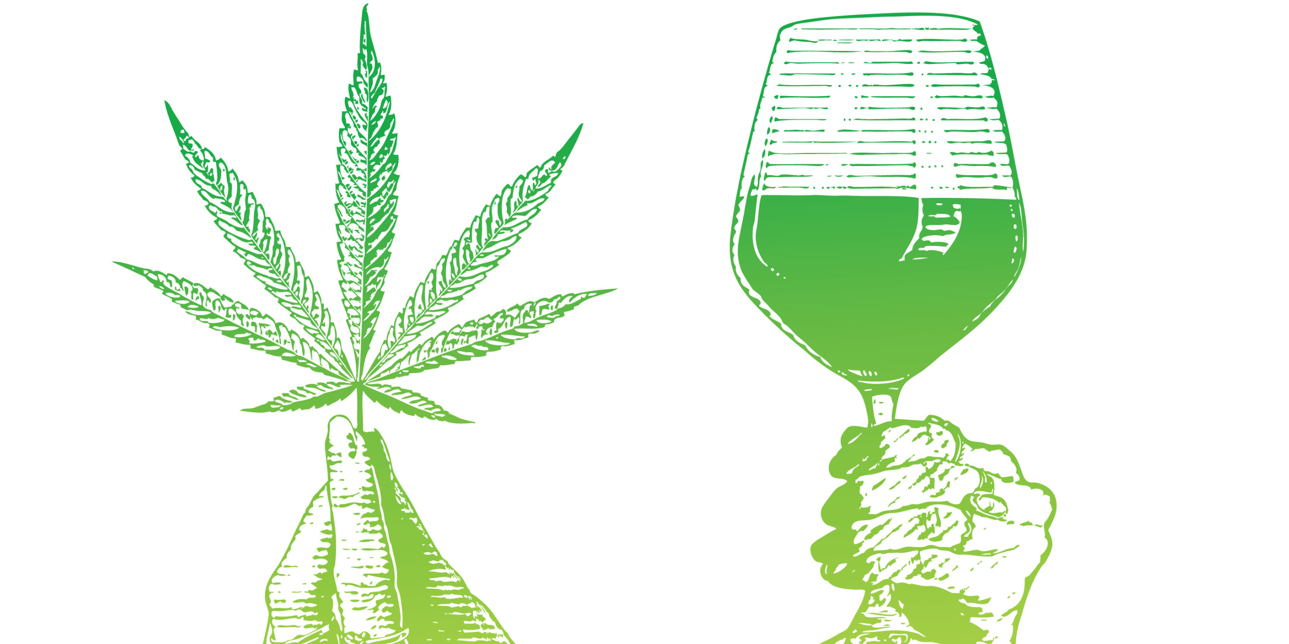 Marihuanablatt und Weinglas: Wie reagiert CBD mit Alkohol?